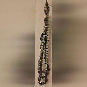 Green and Purple Beaded Necklace for Women - Unbranded